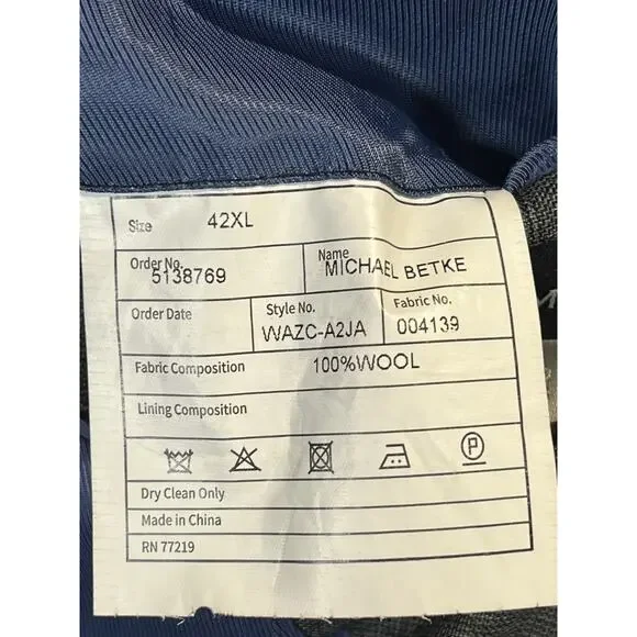 NWOT Joseph Abboud 42L Gray Muted Cobalt Blue Plaid Blazer Sport Coat Jacket - Picture 15 of 15